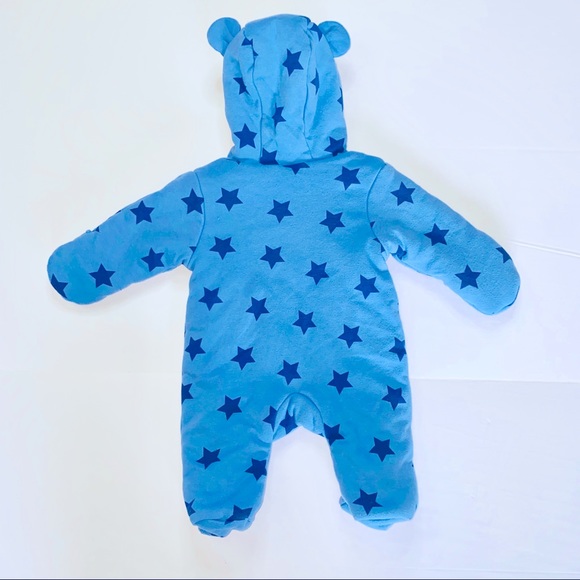 First Wish Footed Blue Stars Hooded Bunting Suit Size 0-3 months - Picture 2 of 7
